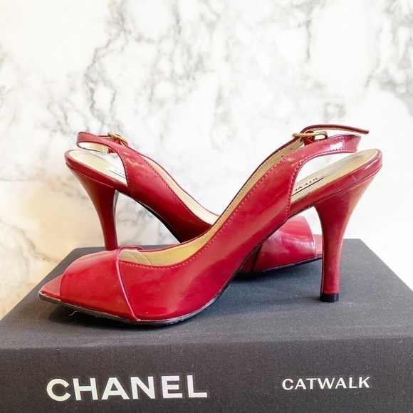 steve Madden Dark red patent open toe heel - Picture 4 of 5